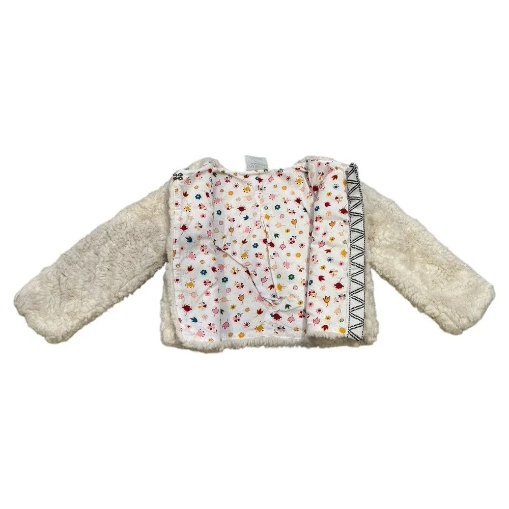 OshKosh‎ Toddler's Girl Ivory Faux Fur Jacket Shrug Cozy Dressy Formal, Size 2T